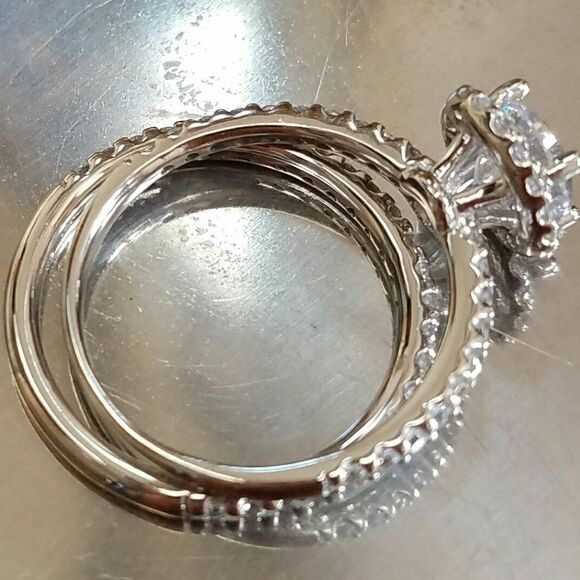 14k Solid White Gold Engagement wedding Ring Set - Picture 6 of 8